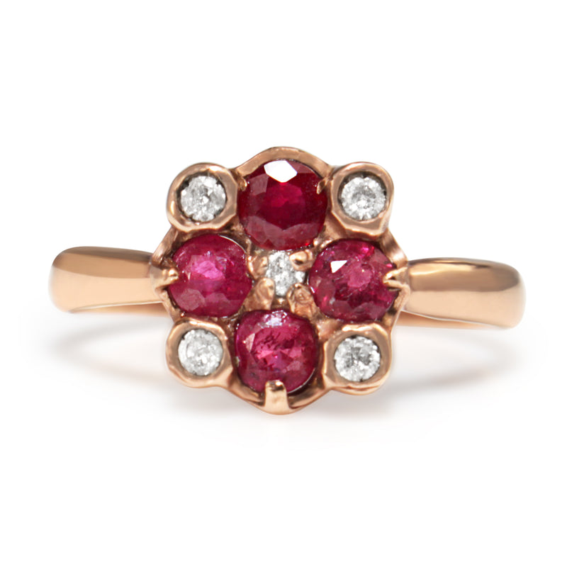 9ct Rose Gold Ruby and Diamond Ring
