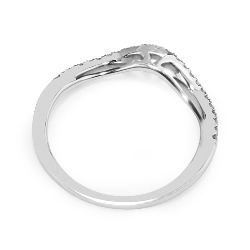 18ct White Gold Curved Diamond Half Hoop Band