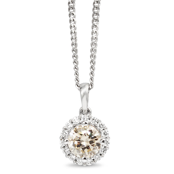 18ct White Gold Diamond Halo Pendant