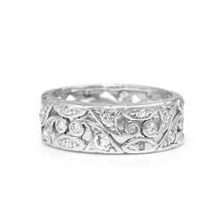 Platinum Art Deco Old and Single Cut Diamond Band