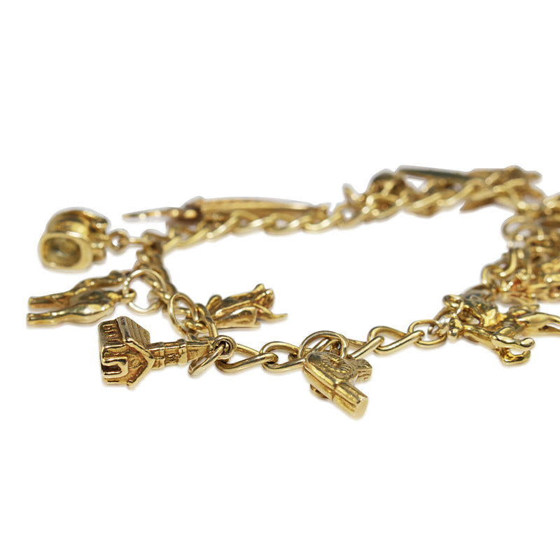 18ct Yellow Gold Vintage Charm Bracelet