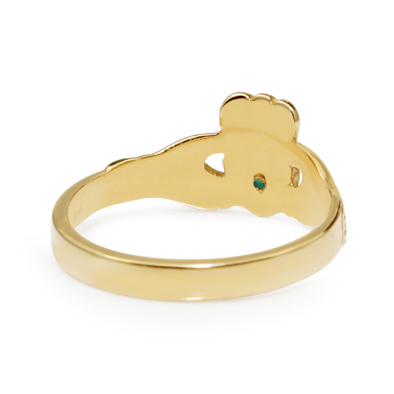 9ct Yellow Gold Emerald Claddagh Ring