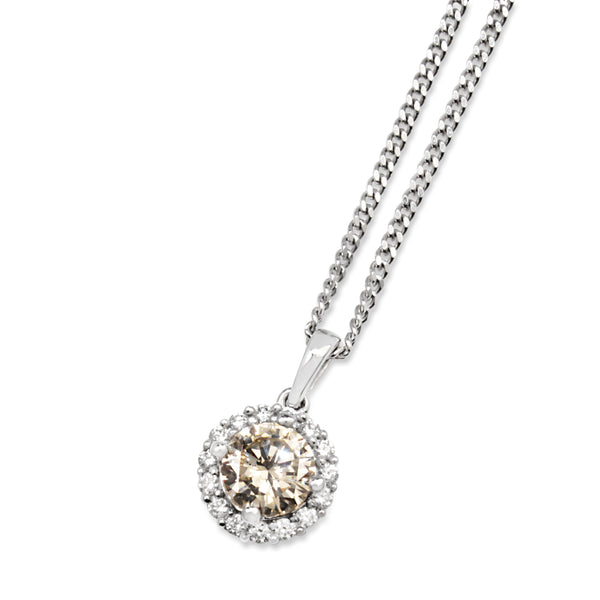 18ct White Gold Diamond Halo Pendant