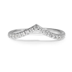 18ct White Gold 'V' Shaped Curved Diamond Band