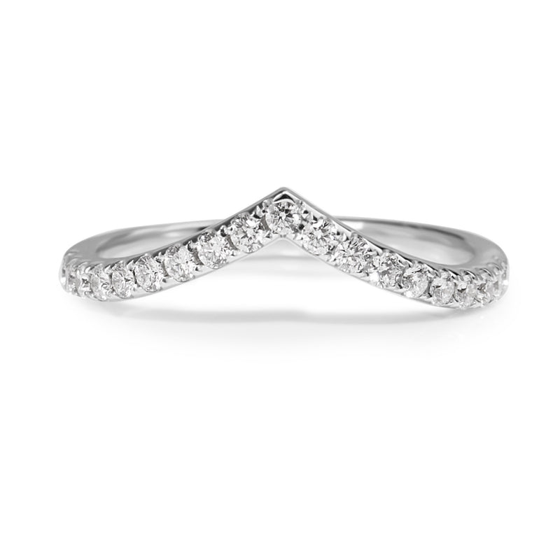 18ct White Gold 'V' Shaped Curved Diamond Band