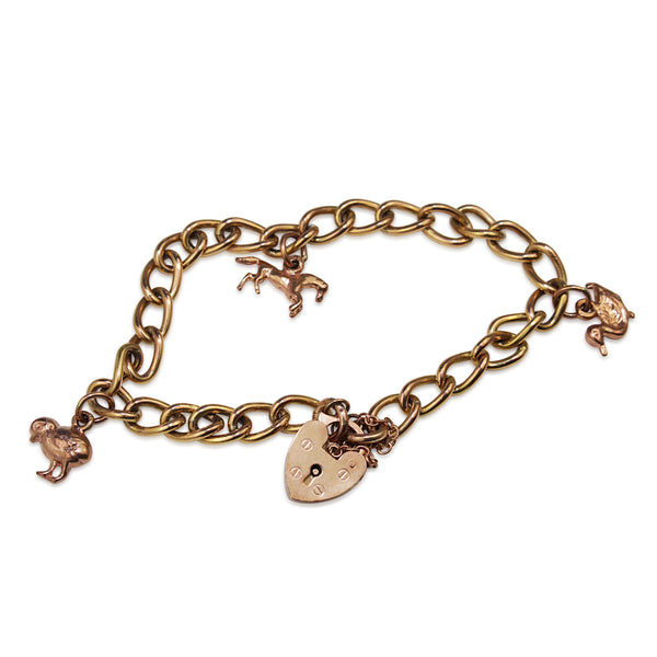 9ct Rose Gold Vintage Charm Bracelet
