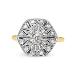 18ct Yellow and White Gold Art Deco Old and Rose Cut Diamond Ring