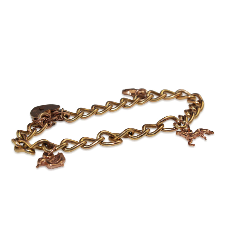 9ct Rose Gold Vintage Charm Bracelet