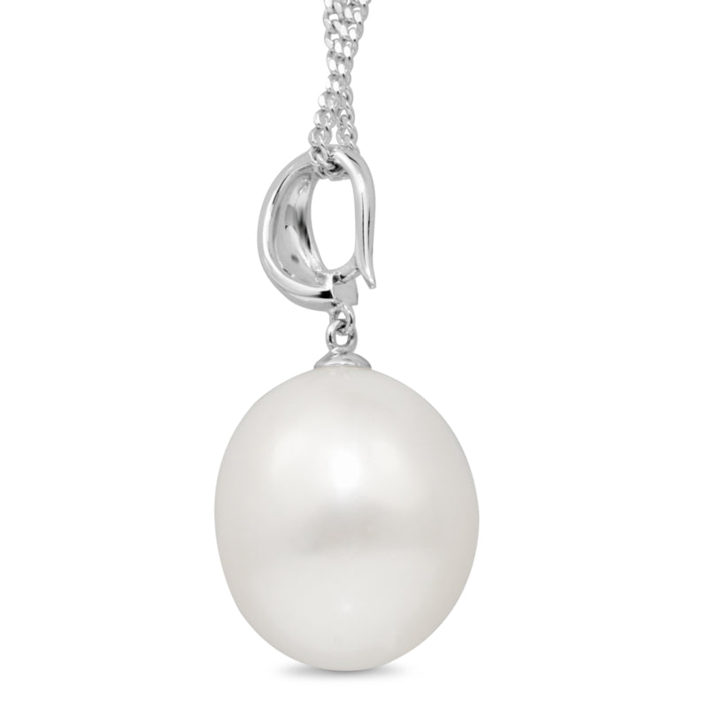 18ct White Gold 16mm South Sea Pearl and Diamond Pendant / Enhancer
