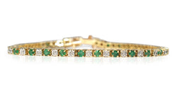 14ct Yellow Gold Emerald and Diamond Bracelet