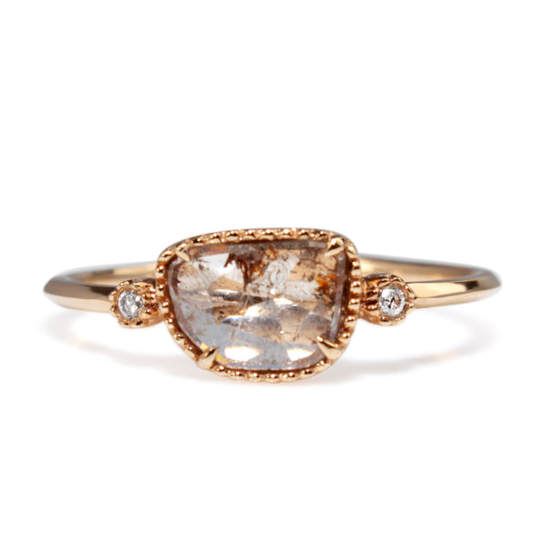 18ct Rose Gold Diamond Slice Ring