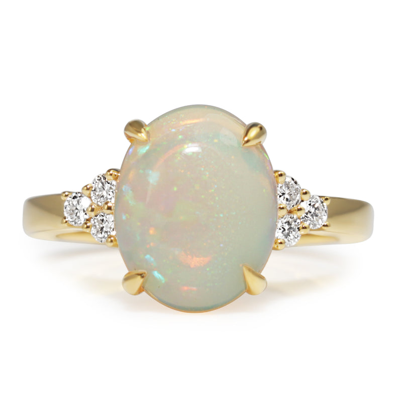 18ct Yellow Gold Opal and Diamond Ring