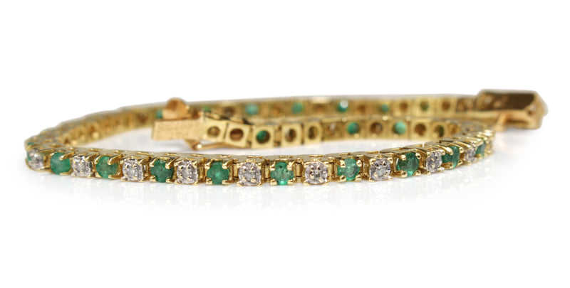 14ct Yellow Gold Emerald and Diamond Bracelet