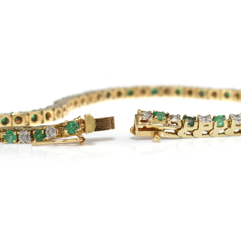 14ct Yellow Gold Emerald and Diamond Bracelet