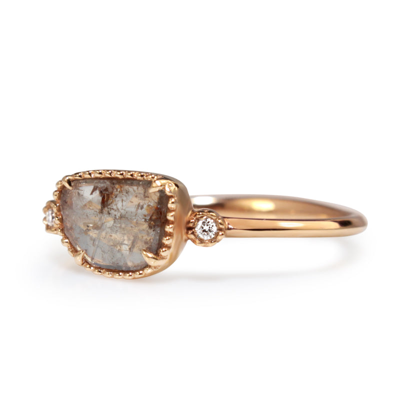 18ct Rose Gold Diamond Slice Ring