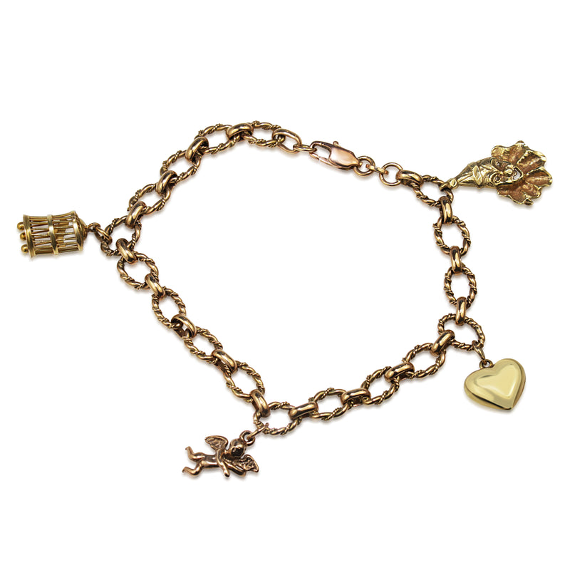 9ct Yellow Gold Vintage Charm Bracelet