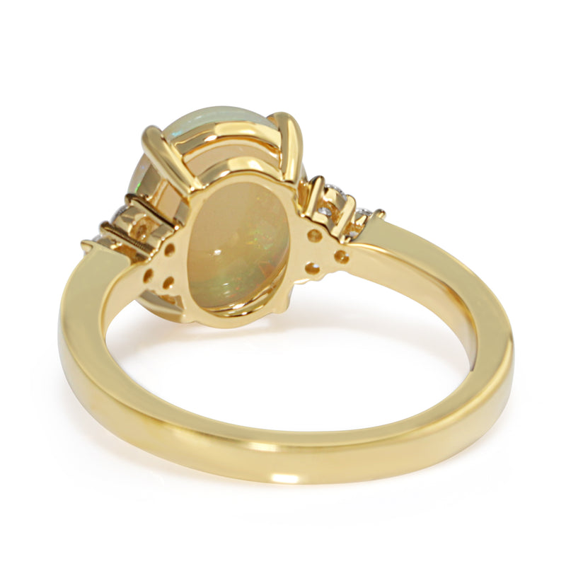 18ct Yellow Gold Opal and Diamond Ring