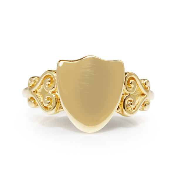 9ct Yellow Gold Shield Signet Ring