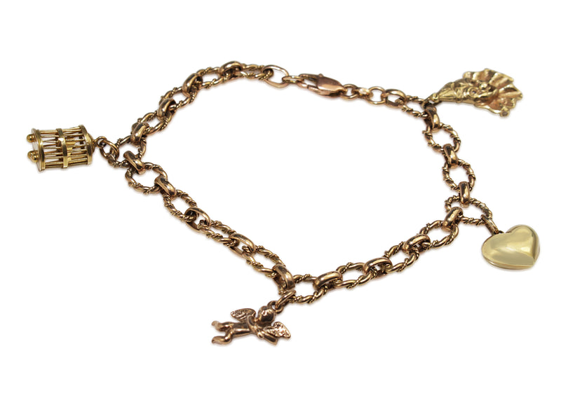 9ct Yellow Gold Vintage Charm Bracelet