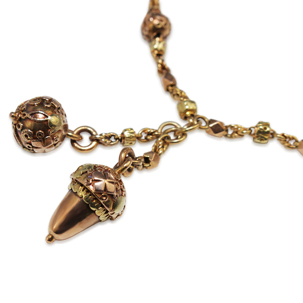 15ct Yellow and Rose Gold Antique Acorn Bracelet