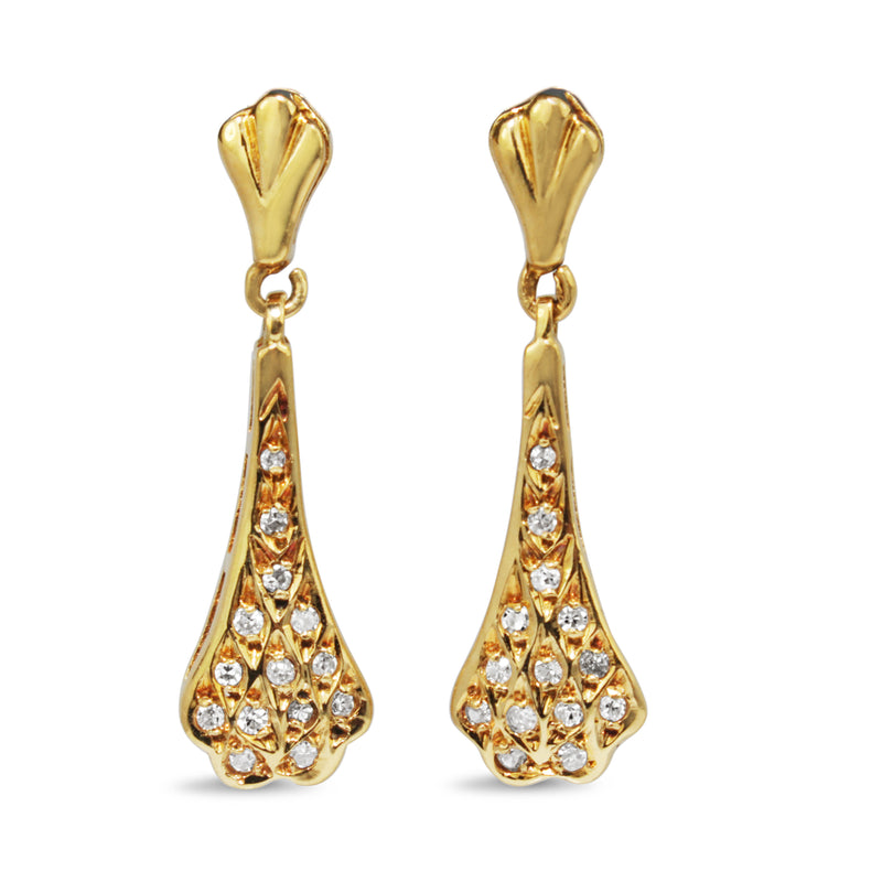 18ct Yellow Gold Diamond Drop Earrings
