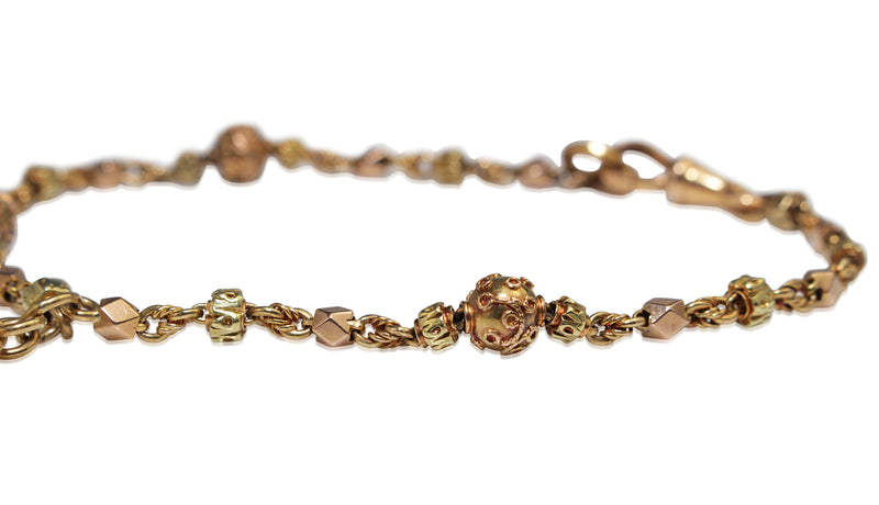 15ct Yellow and Rose Gold Antique Acorn Bracelet