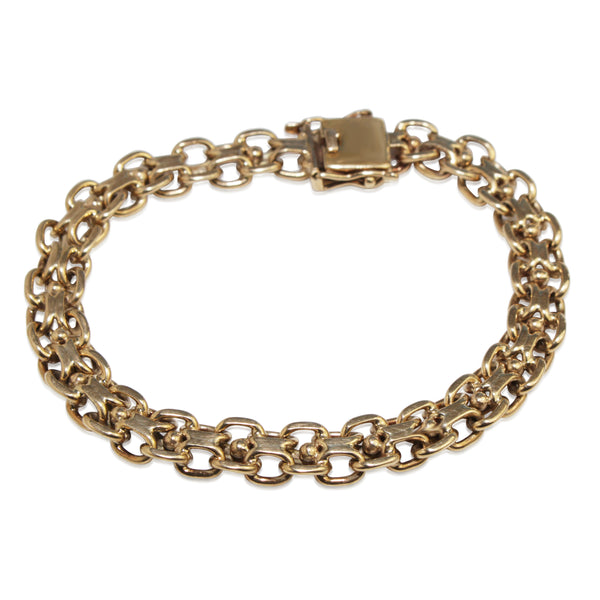 9ct Yellow Gold Estate Fancy Flat Link Bracelet