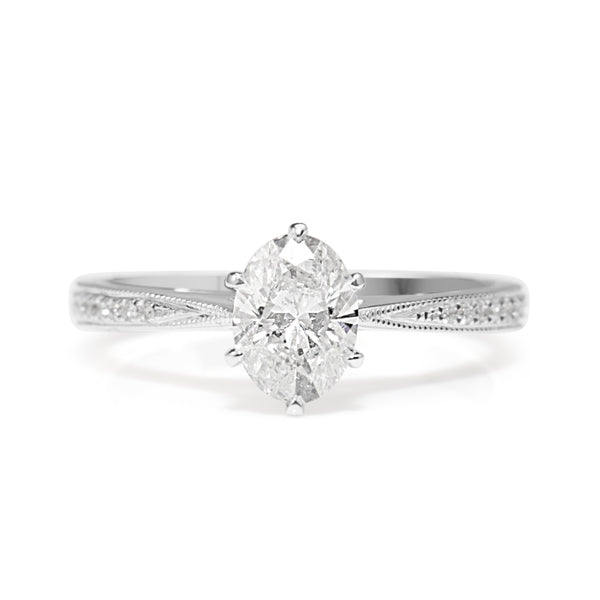 18ct White Gold Oval Diamond Solitaire Ring