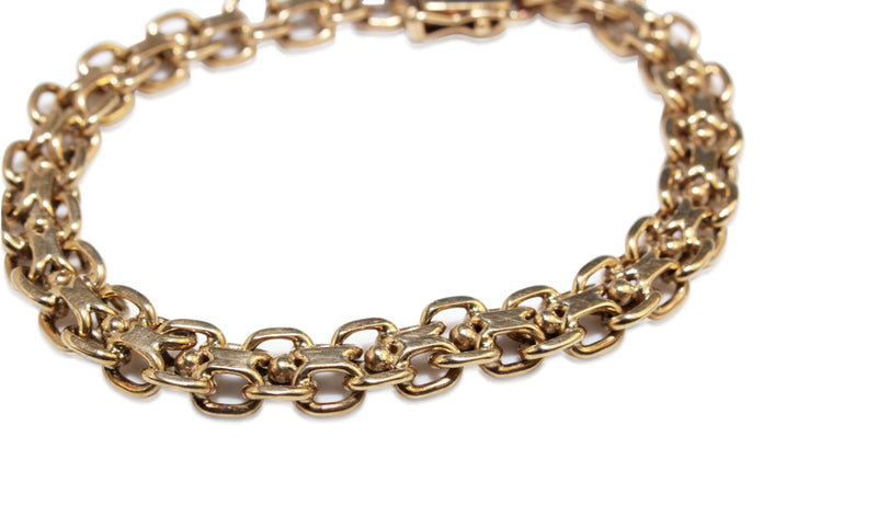 9ct Yellow Gold Estate Fancy Flat Link Bracelet