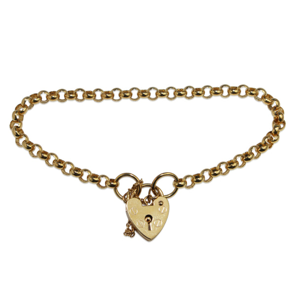 9ct Yellow Gold Fine Belcher Link Bracelet with Padlock