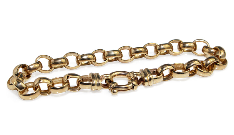 9ct Yellow Gold Belcher Link Bracelet with Bolt Clasp