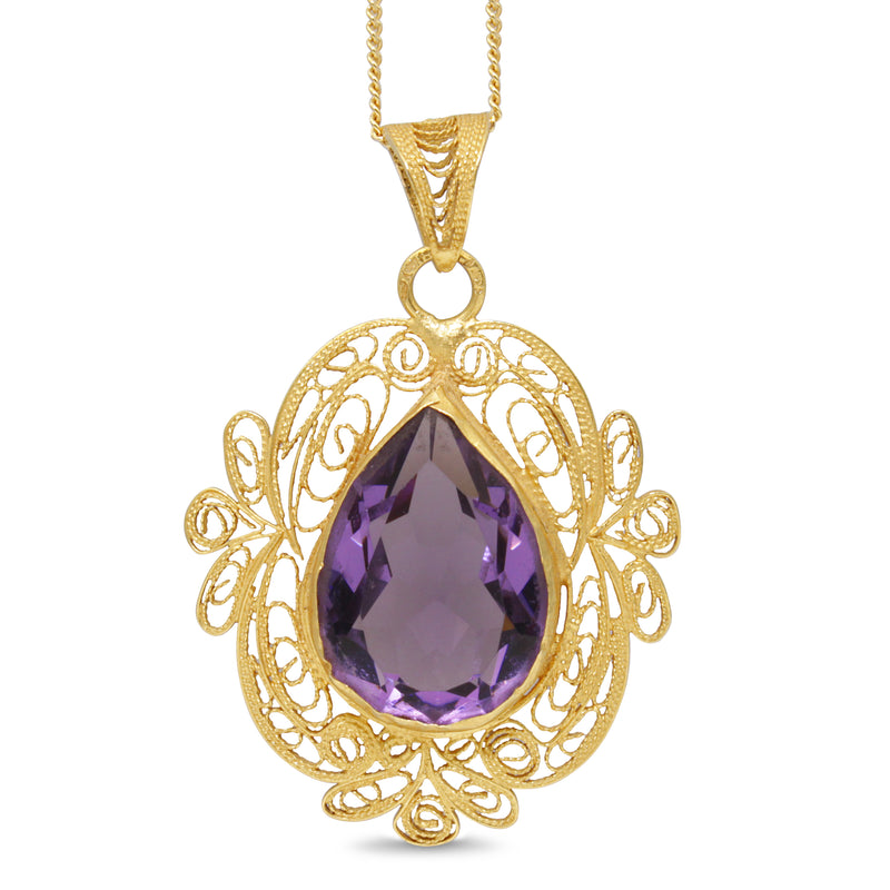 18ct Yellow Gold Vintage Amethyst Pendant