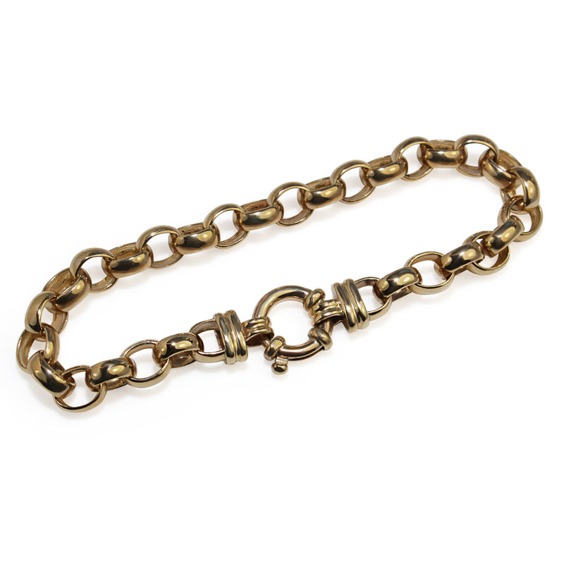 9ct Yellow Gold Belcher Link Bracelet with Bolt Clasp