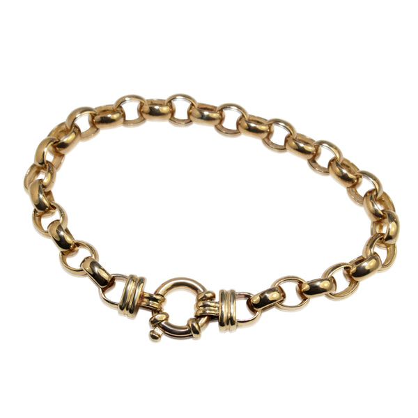 9ct Yellow Gold Belcher Link Bracelet with Bolt Clasp