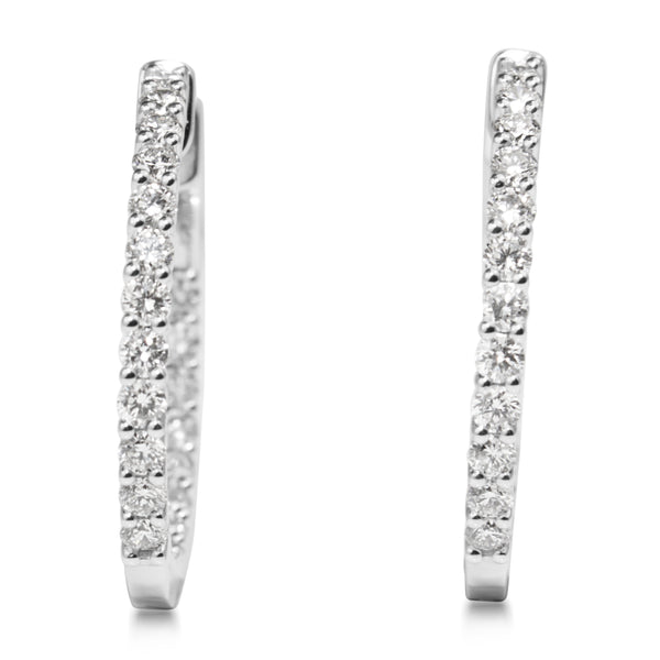 18ct White Gold 1.45ct Diamond Hoop Earrings