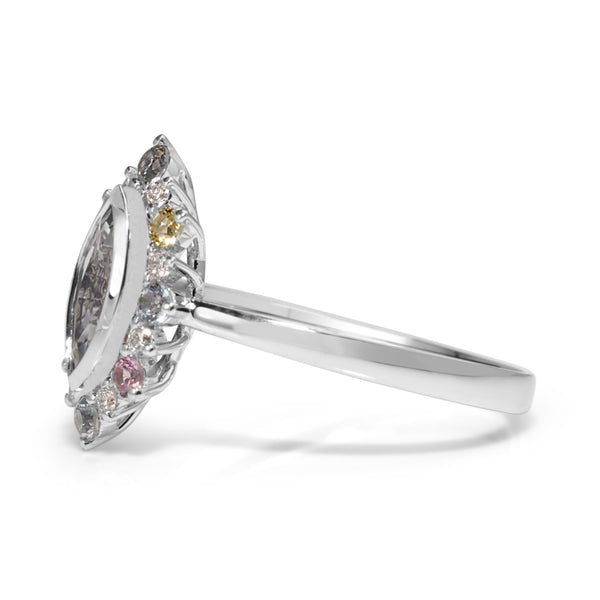 18ct White Gold Sapphire and Diamond Marquise Ring