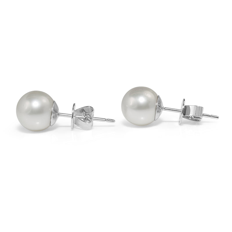 18ct White Gold 9mm South Sea Pearl Stud Earrings