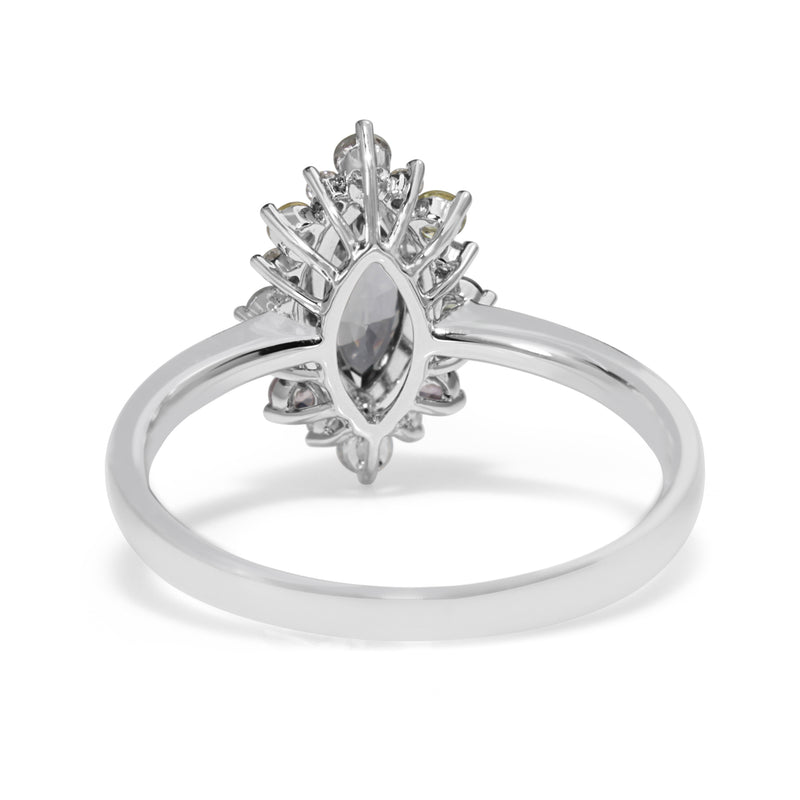 18ct White Gold Sapphire and Diamond Marquise Ring