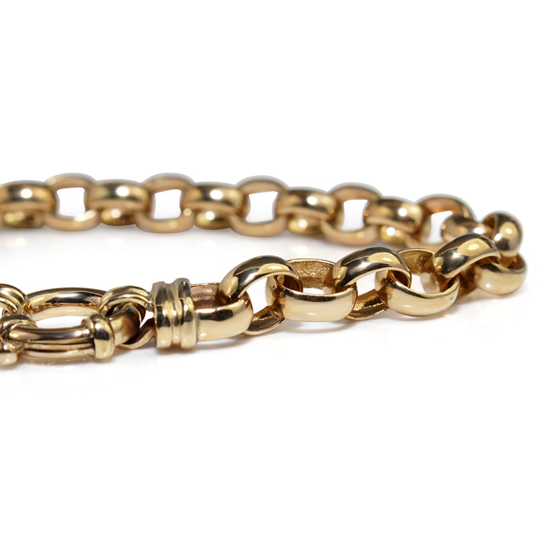 9ct Yellow Gold Belcher Link Bracelet with Bolt Clasp