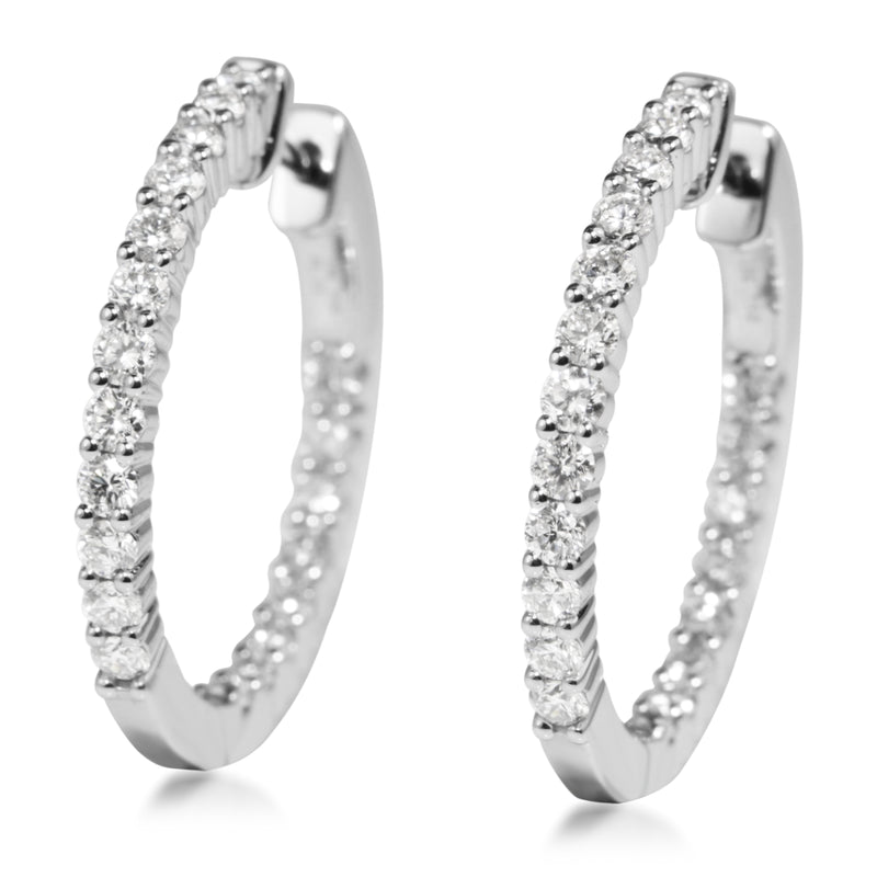 18ct White Gold 1.45ct Diamond Hoop Earrings