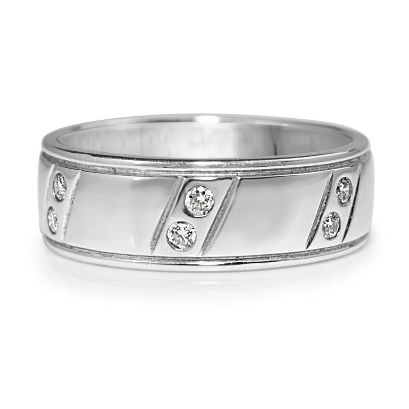 18ct White Gold Diamond Mens Ring