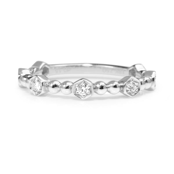 18ct White Gold Diamond 'Hexagon' Band