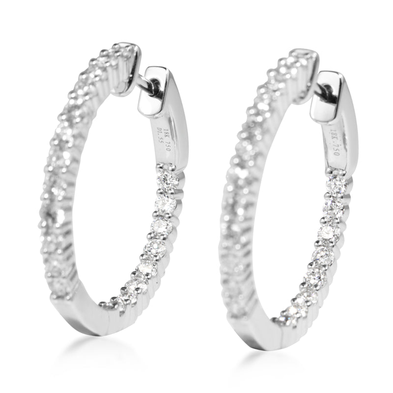 18ct White Gold 1.45ct Diamond Hoop Earrings