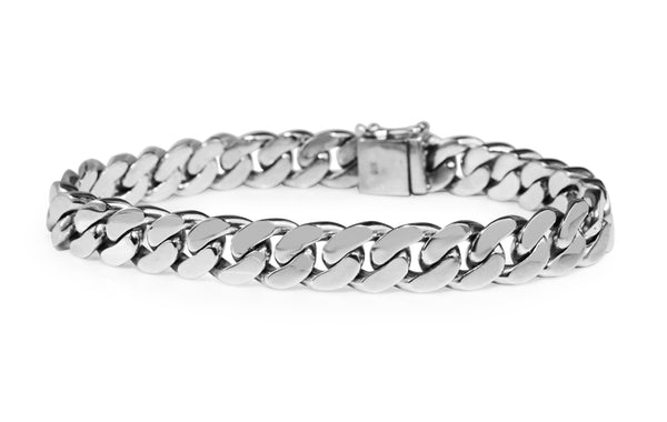 9ct White Gold Estate Flat Curb Link Bracelet