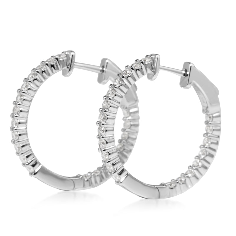 18ct White Gold 1.45ct Diamond Hoop Earrings