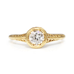 14ct Yellow Gold Antique Old Cut Diamond Solitaire Ring