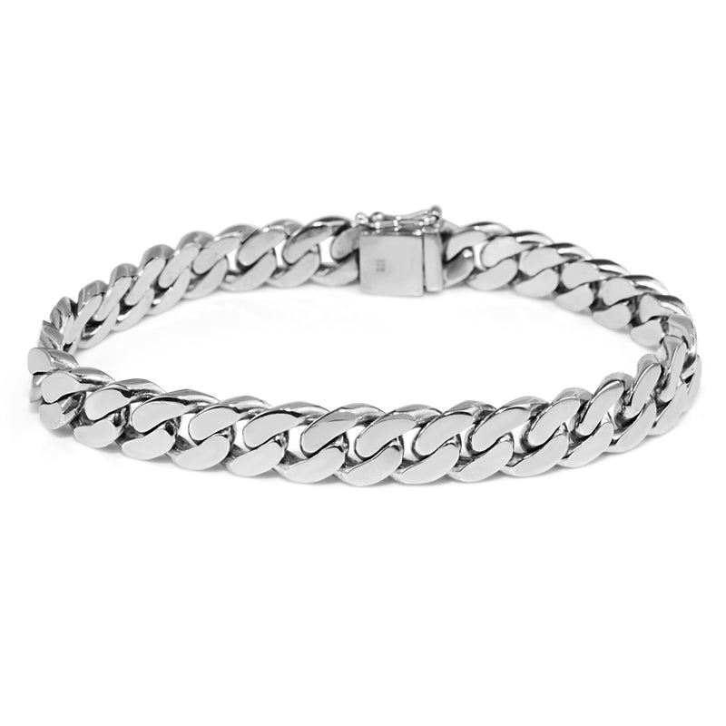 9ct White Gold Estate Flat Curb Link Bracelet