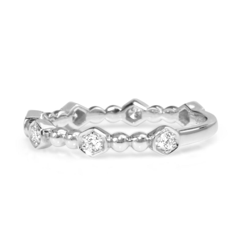 18ct White Gold Diamond 'Hexagon' Band