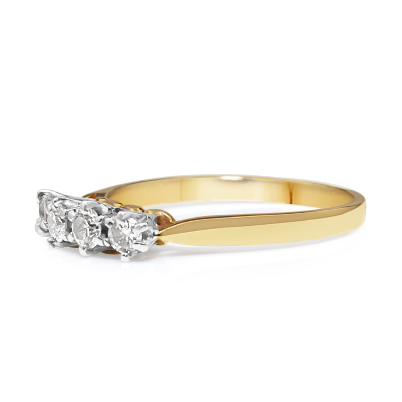 18ct Yellow and White Gold 4 Stone Diamond Ring