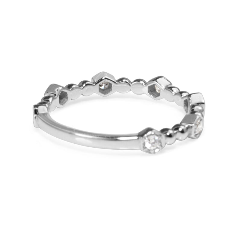 18ct White Gold Diamond 'Hexagon' Band